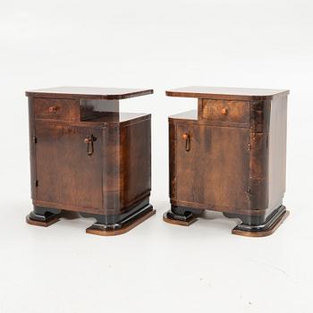 Bedside tables, a pair, first half of the 20th century.