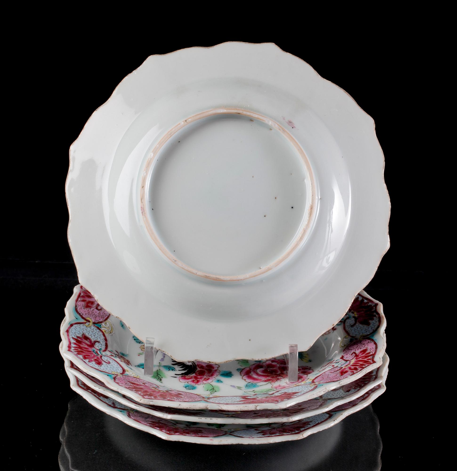 ASSIETTER, 4 st, porslin. Kina, 1700-tal.