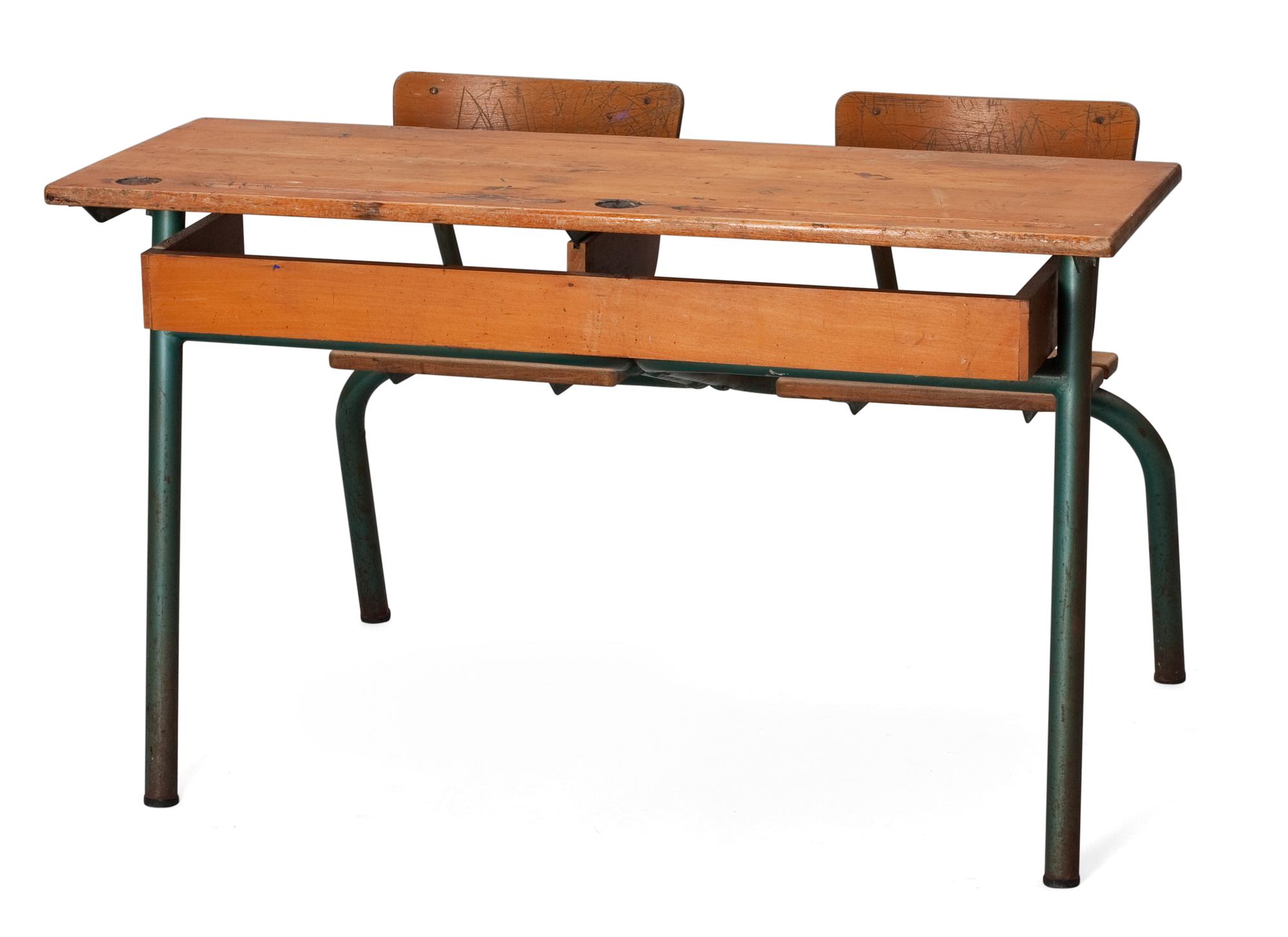 A studentdesk, possibly Jean Prouvè, France 1940s.