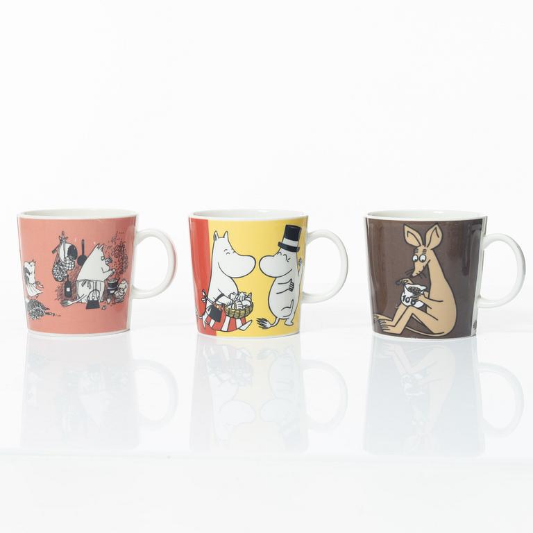 Arabia, seven Moomin mugs, Finland.