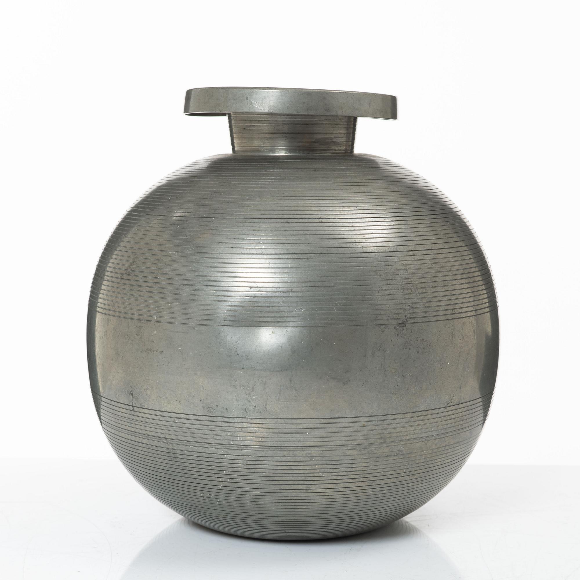 Sylvia Stave,  a pewter vase model '5496', C.G. Hallberg, Stockholm, 1934.