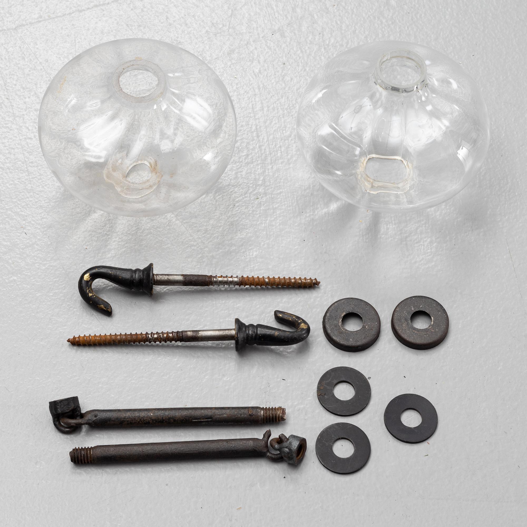 Erik Höglund, a wrought iron and glass chandelier, second half of the 20th century.