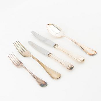 Cutlery set, 90 pieces, Old Swedish, silver and partly of low-grade silver, including GAB, Eskilstuna 1987.