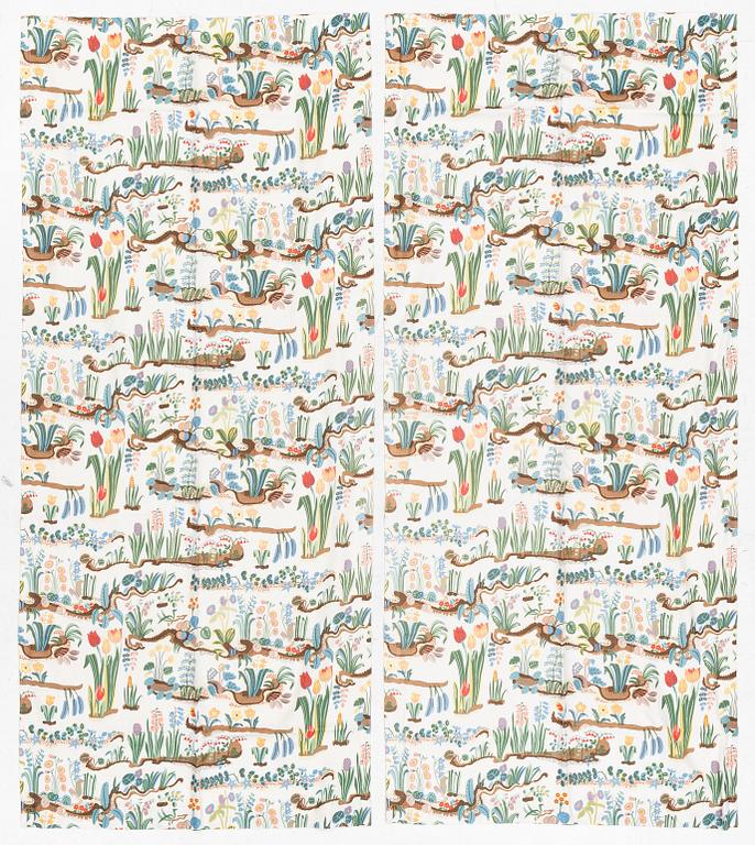 Josef Frank, curtains, a pair, "Primavera", Svenskt Tenn.