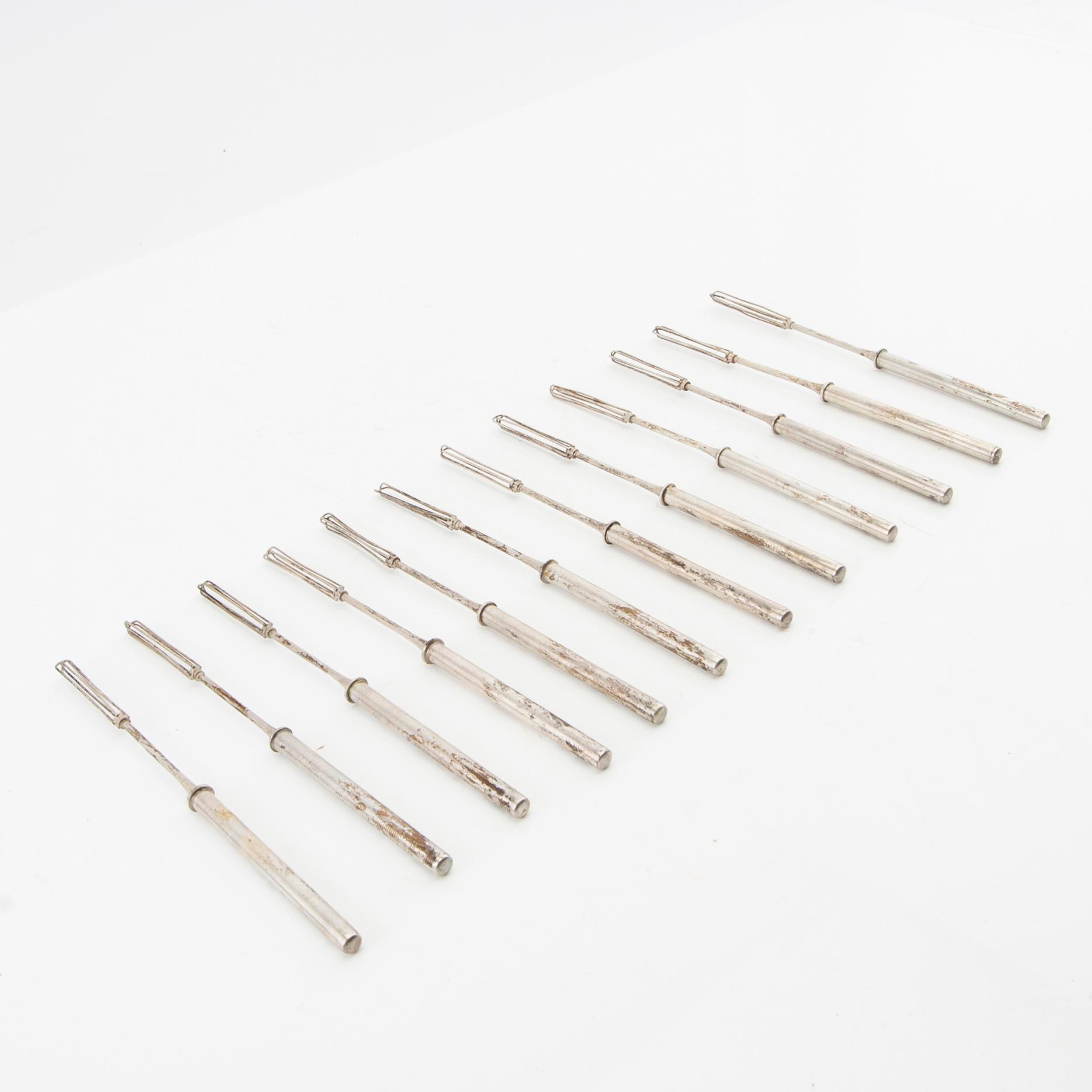 Champagne whisks, 12 pieces, silver.