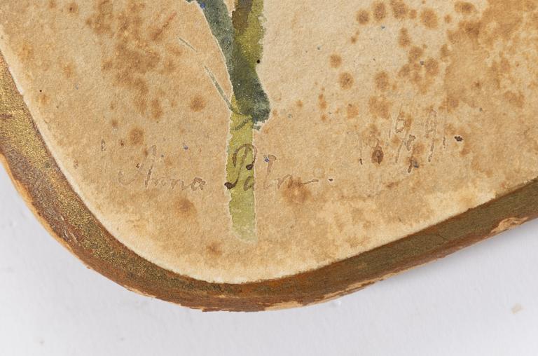 Anna Palm de Rosa, Still life with a ship, summer flowers, musical instruments, and a house.