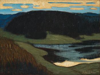 Helmer Osslund, Evening scene from Nordingrå in the north of Sweden.