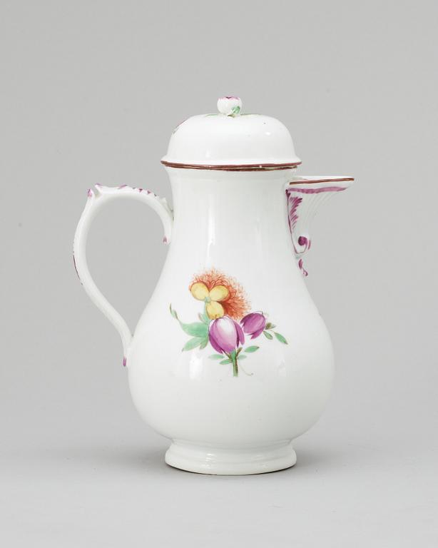 A Coffee pot with cover, 18th Century, presumably Meissen.