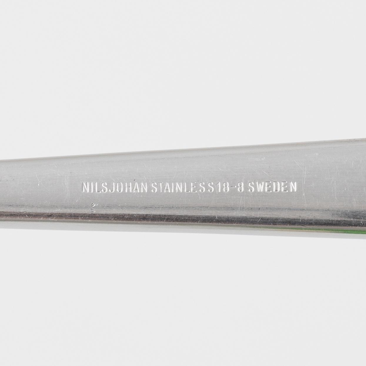 Sonja Katzin, a 36-piece 'Sayonara' flatware set, stainless steel, designed for Nils Johan, 1965.