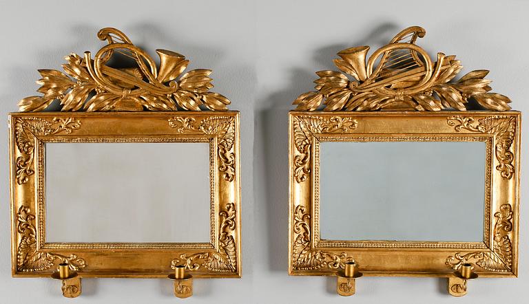 SPEGELLAMPETTER, ett par, senempire, 1800-talets första hälft.