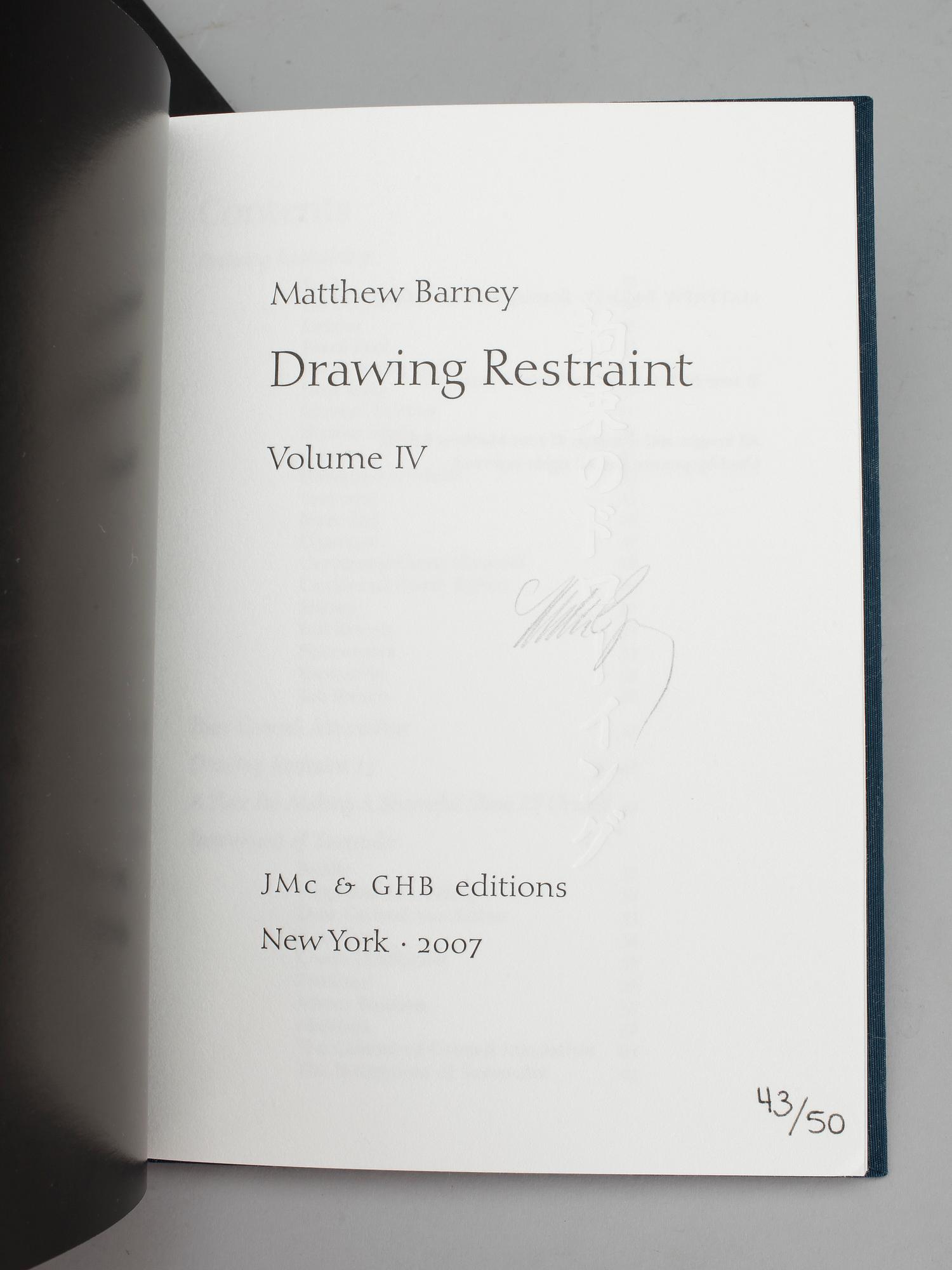 MATTHEW BARNEY, konstbok, "Drawing Restraint Vol IV", signerad. De-Luxe edition, 43/50.