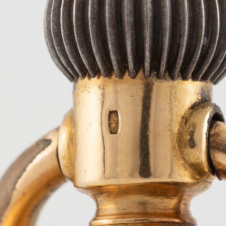 Pocket watch, 18K gold, hunter, calendar, 49.5 mm.