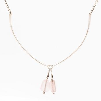 A Borgila silver and rose-quartz necklace.