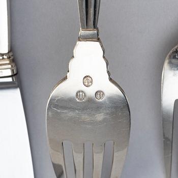 Johan Rohde, bestickservis 76 delar "Konge/Acorn", Georg Jensen, Köpenhamn efter 1945, sterling silver och rostfritt.