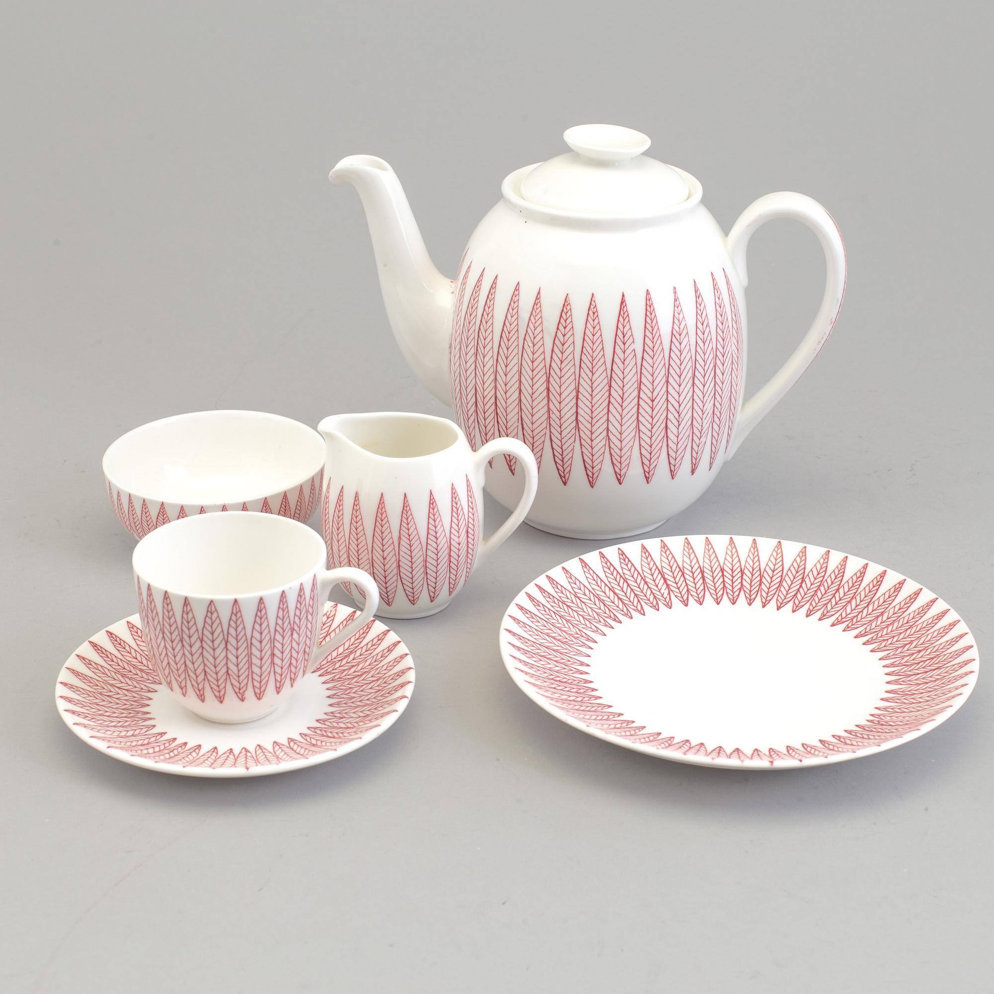 STIG LINDBERG, kaffeservis, 16 delar, benporslin, "Salix", Gustavsberg, 1960/60-tal.