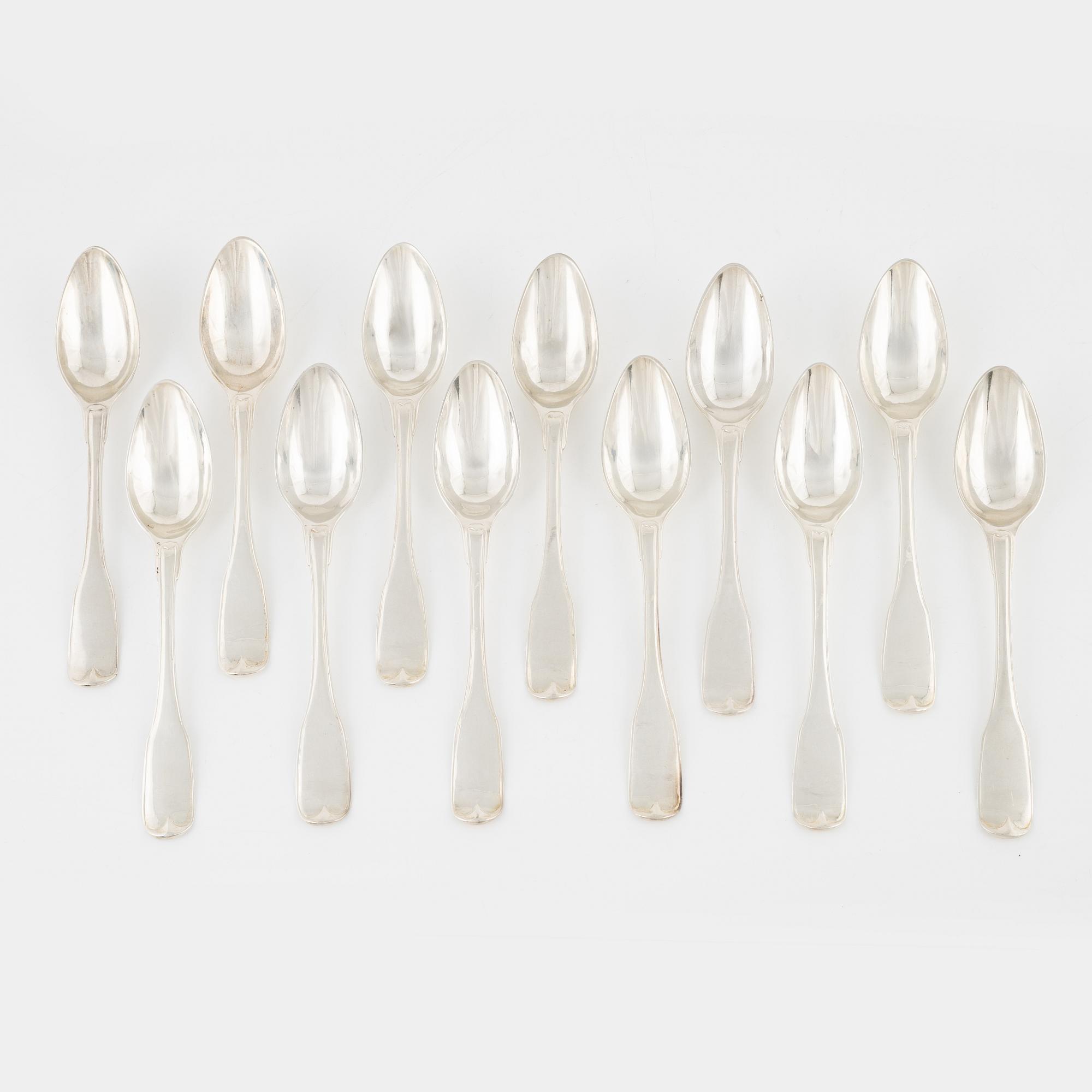 Twelve silver spoons, Carl Magnus Ryberg, Stockholm, 1806.