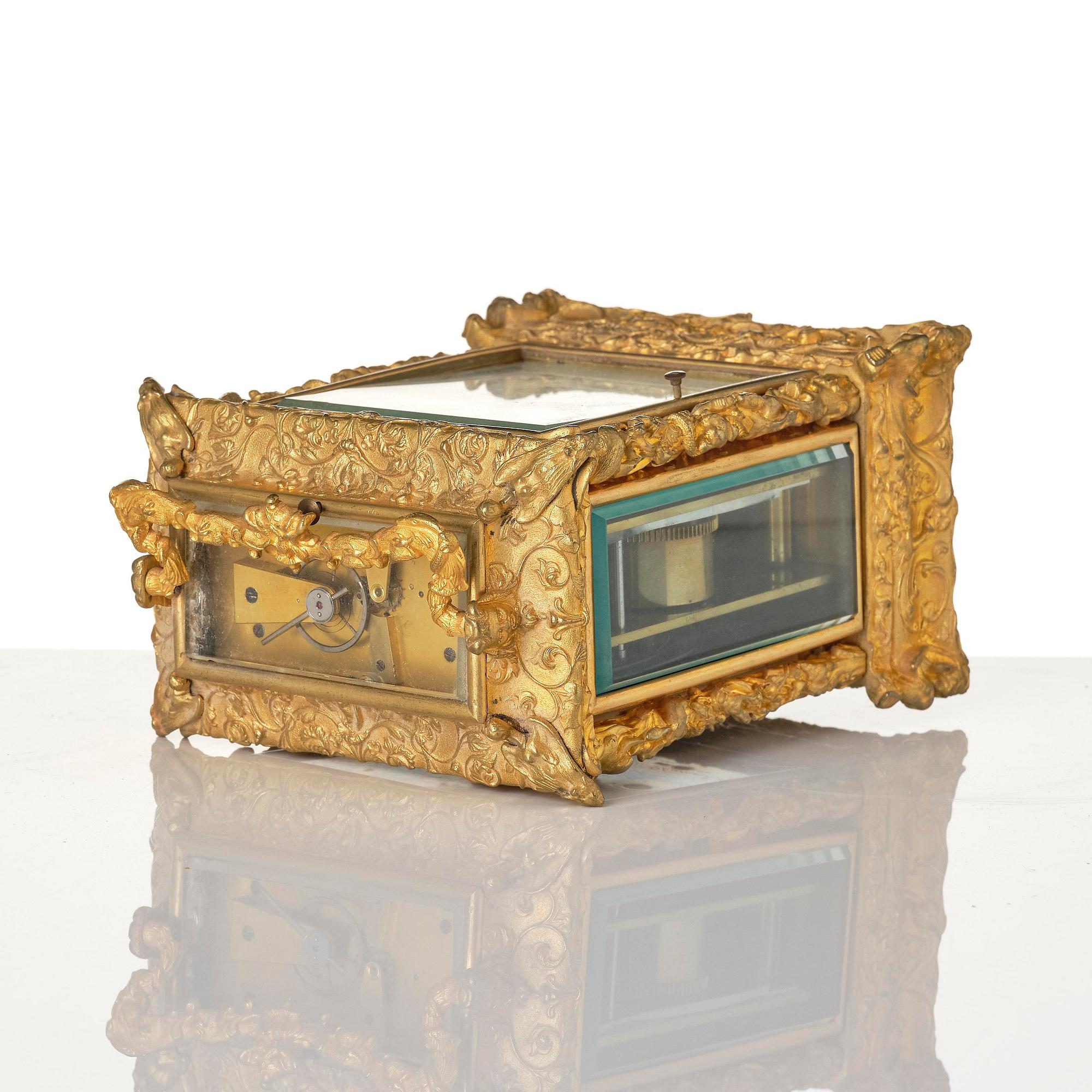 A Traveller's rococo style clock by Anton Liszt Vienna (1828-1868).