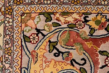 A semi-antique Hereke souf, silk and metal thread rug, West Anatolia, c. 163 x 103 cm.