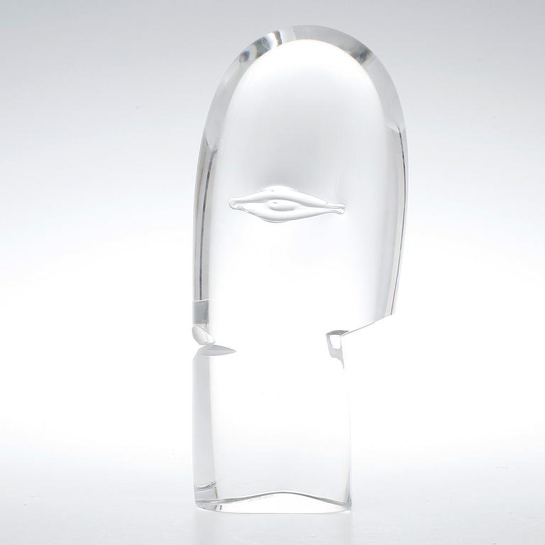 GÖRAN WÄRFF, skulptur, glas "profil", Kosta Boda, unik, signerad.