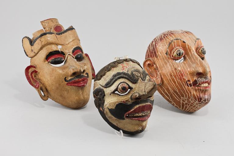 MASKER, 3 st, orientaliska, 1900-tal.
