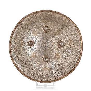 414. A Persian steel Dhal Separ (Shield), Qajar dynasty, around 1800.