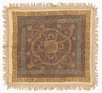 A Ottoman empire metal embroidery, c 120 x 109 cm last quarter 19th century.