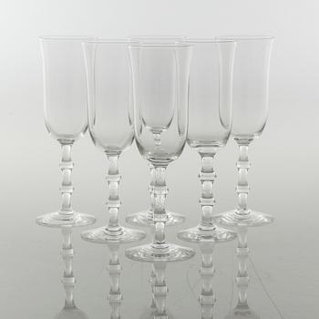 Six champagne glasses, Simon Gate, "Salut", Orrefors-Sandvik, 19th century third quarter.