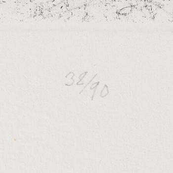 PG Thelander, färgetsning, 1983, signerad 38/90.