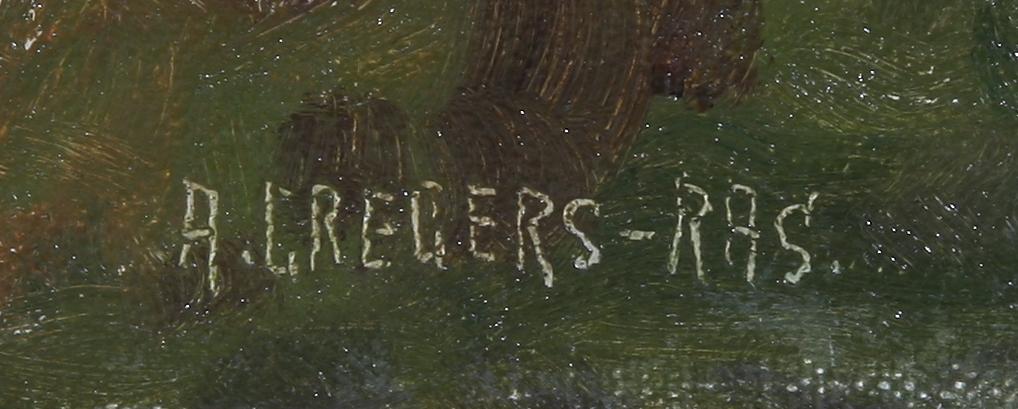 OKÄND KONSTNÄR. Olja på duk. Sign A Gregers-Ras.
