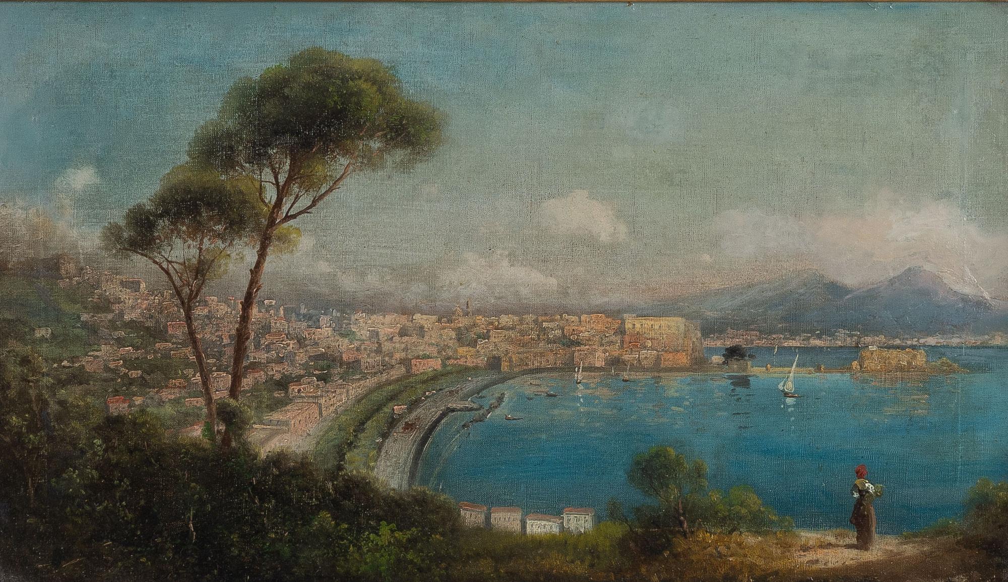 Okänd konstnär, 1800-tal, Vy över Neapelbukten.