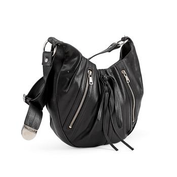 624. YVES SAINT LAURENT, a black leather shoulder bag.