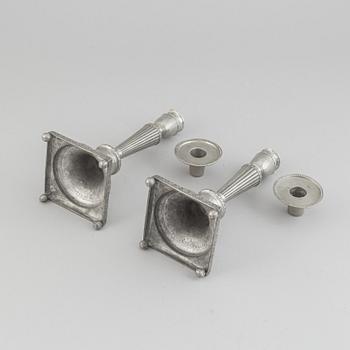 A pair of pewter candle stick by Anjou, Norrköping 1804.