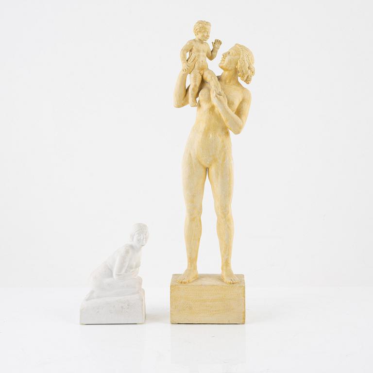 Olof Ahlberg. Two sculptures, plaster, signed.
