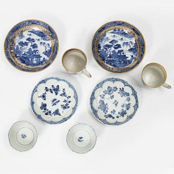 A collection of cups, saucers and teapots, China, Qing dynasty, mostly 18th century.