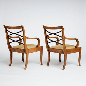 Carl Malmsten, a pair of armchairs, Swedish Grace, Svenska Möbelfabrikerna Bodafors, 1920s.