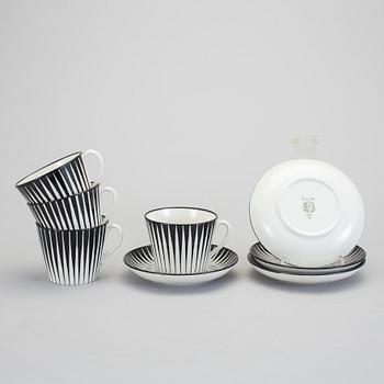 EUGEN TROST, koppar med fat, 4 st, "Zebra", Gefle, 1955-67.