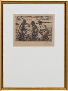 Anders Zorn, a signed etching from 1919.