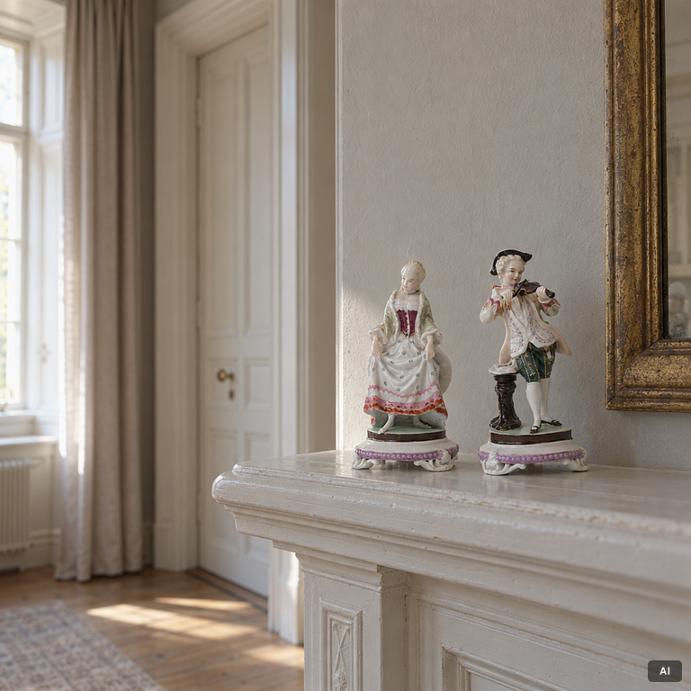 Two porcelain figures, rococostyle, around 1900.