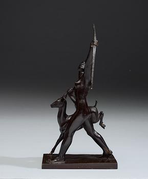 A Karl Hultström bronze sculpture of 'Diana', Foundry Otto Meyer eftr.