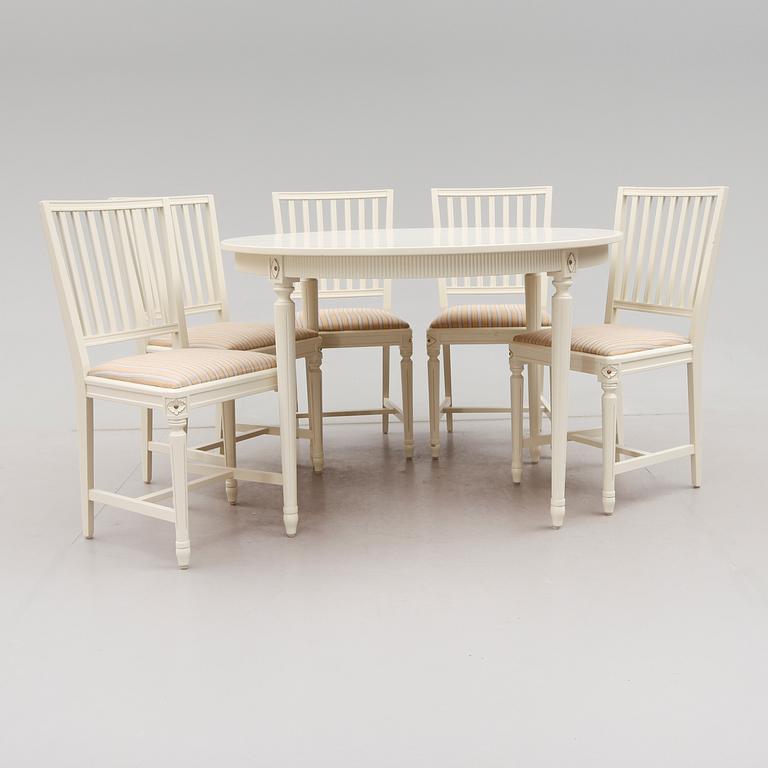 MATGRUPP, 6 delar, gustaviansk stil, 1900-talets andra hälft.