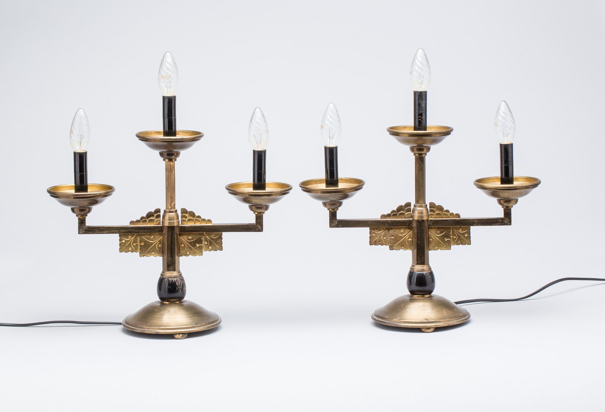 KANDELABRAR, ett par, art deco.