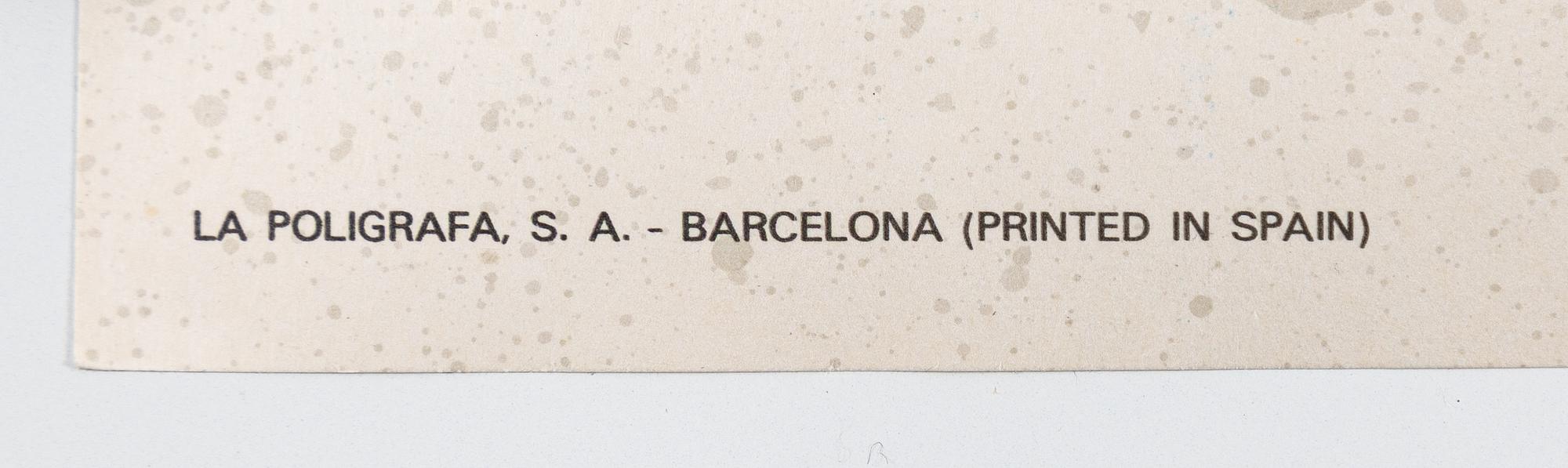 Joan Miró, after, 3 pcs, colour lithographic posters/posters, including Futbol club Barcelona 75º aniversari, 1974.