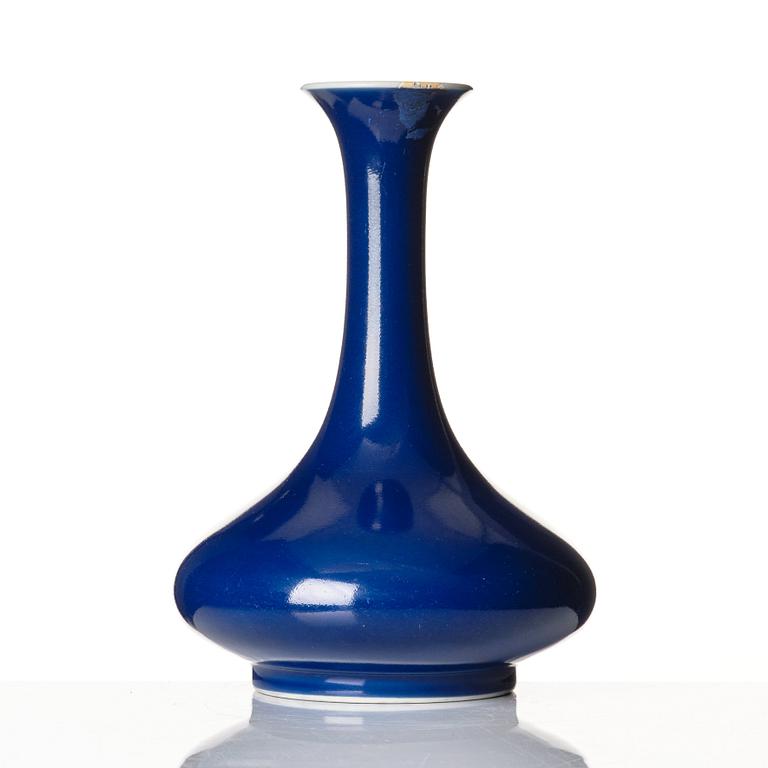 A blue glazed vase, Qing dynasty with Qianlong mark.