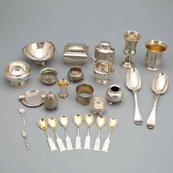 PARTI SILVER, 25 delar, Total vikt ca 951 gram, bl a GAB, 1964.