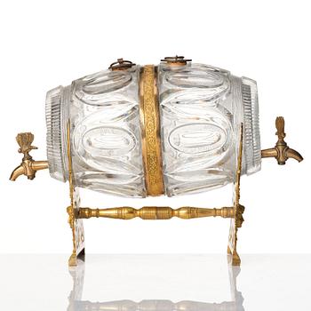 A Empire ormolu-mounted cut glass wine barrel.