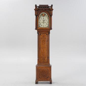 An oak longcase clock, 19th Century.