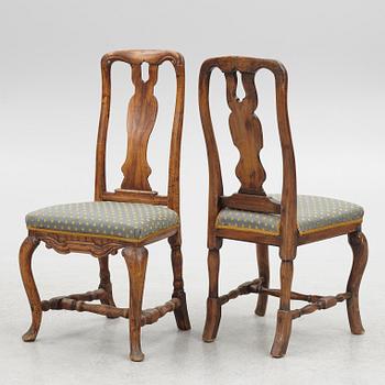 A set of six late Baroque chairs, mid 18th Century.