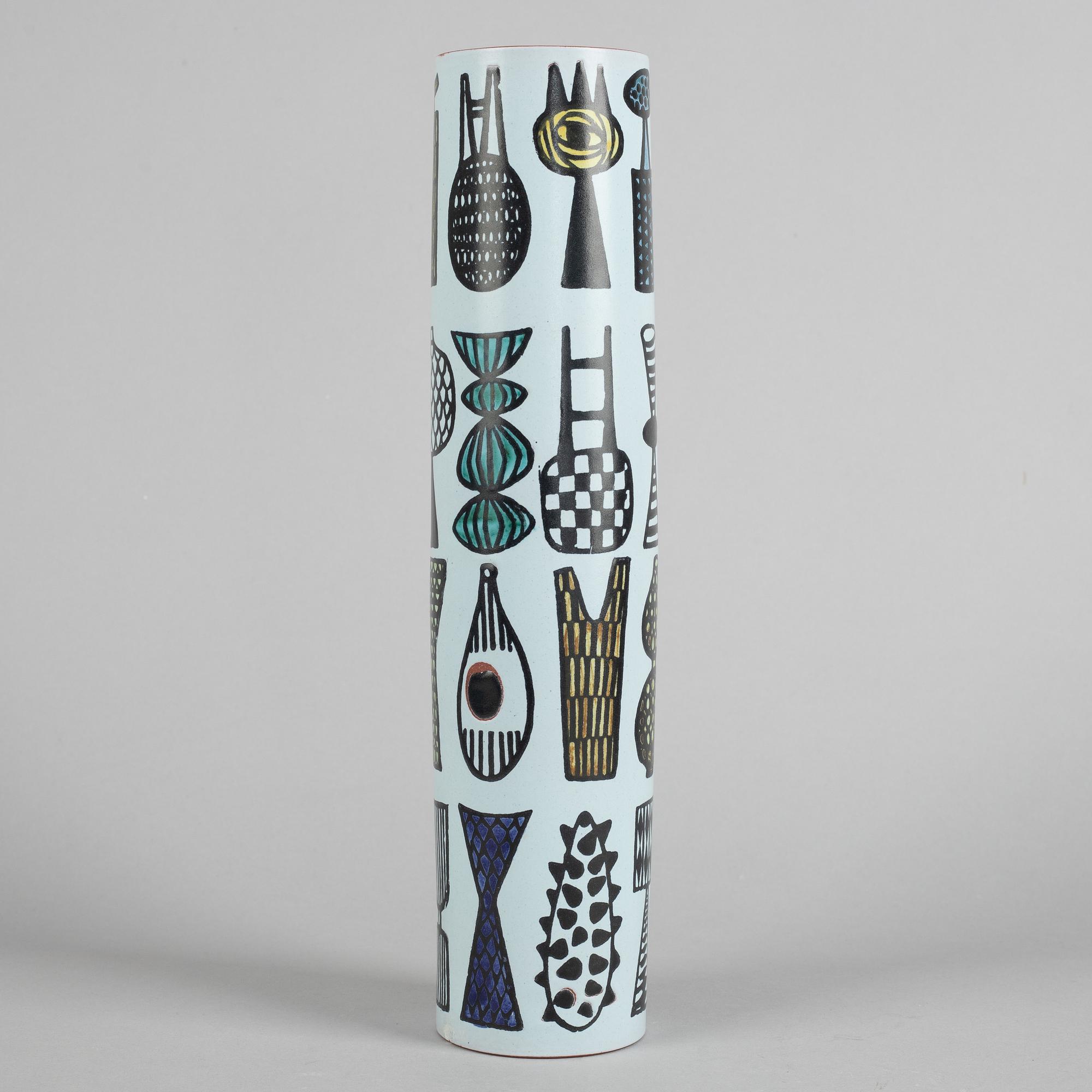 Stig Lindberg,  a 'Karneval' faience vase, Gustavsbergs studio 1958-62.