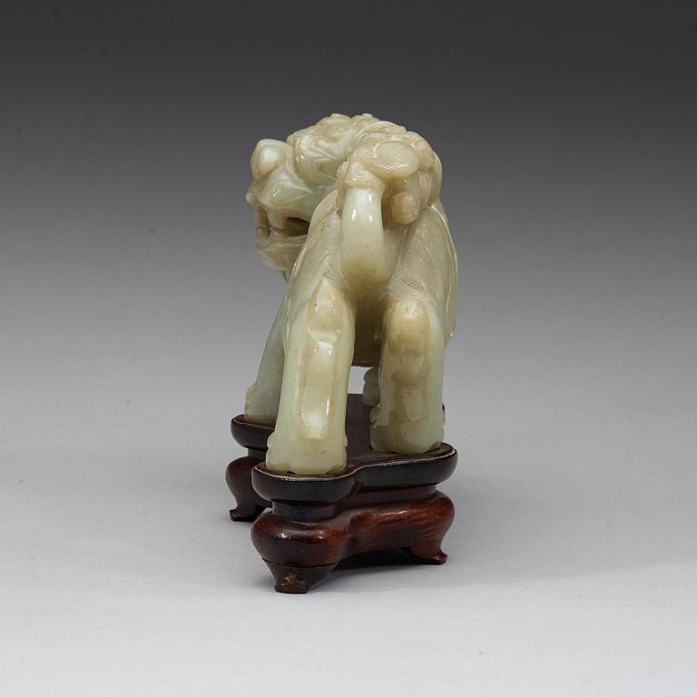 A green nephrite mytological lion, 20th century.