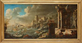 Gennaro Mascacotta Greco Circle of, Italian landscape with ruins.